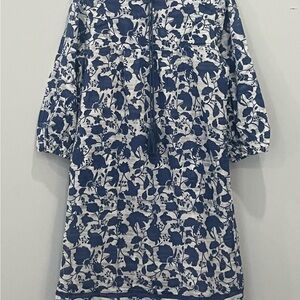 Studio Blue and White Floral Long Sleeve Dress